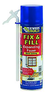 Everbuild Fix & Fill Quick Setting | Expansion Foam in a Aersol | Hole and gap Filling Foam | 3 x 750ml