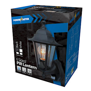 OUT 6 SIDED BLACK PIR LANTERN