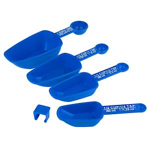 Chef Aid 10E00004 4-Piece Scoop With Measuring Spoon Set, Blue