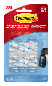 Command Strips 17006Clr Clear Mini Command Hooks 6 Count