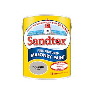 Sandtex Microseal | Fine Textured Masonry Paint | Plymouth Grey | 5 Litre