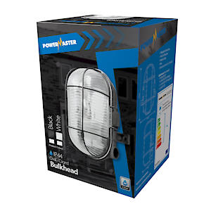 Powermaster S5880 Oval Caged Bulkhead Light, 60 W, White