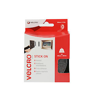 Velcro Brand Stick On Black, Hook And Loop Tape Self Roll 20Mm X 2.5M