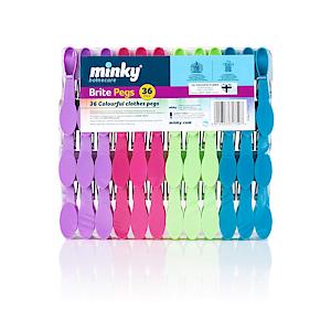 Minky Brite Pegs, Multi-Colour | Colour Multicoloured Branded Pegs | Pack Of 36
