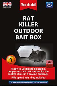 Rentokil Ren0375 Rat Killer Outdoor Bait Box, Black, 11 X 17 X 27 Cm