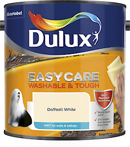 Dulux Easycare Matt Emulsion Paint For Walls And Ceilings Daffodil White  2.5L