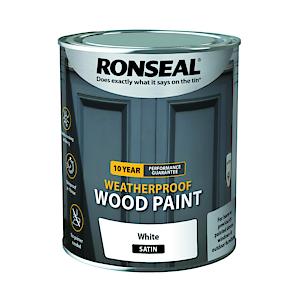 Ronseal Asinoauk30K 10 Year Weatherproof Paint, White Satin, 750 Ml (Pack Of 1)