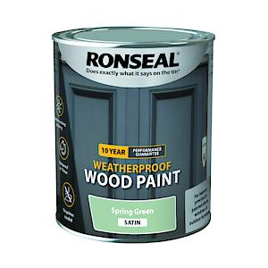 Ronseal 10 Year Weatherproof 2-In-1 Wood Paint Spring Green Satin 750Ml