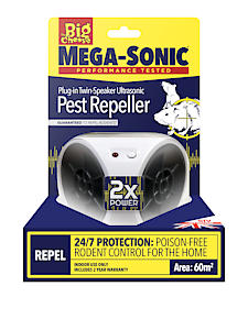 The Big Cheese Ultra Power Mega-Sonic Plug-In Twin - Speaker Pest Repeller, White