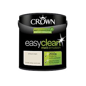 2.5L Crown Easy Clean Matt Emulsion Multi Surface Paint – Antique Cream