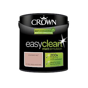 2.5L Crown Easy Clean Matt Emulsion Multi Surface Paint – Powdered Clay