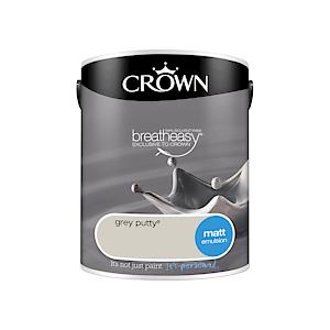 Crown Breatheasy Matt Emulsion Paint- Grey Putty 5L