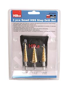 3 Pc Small Hss Step Drill Set