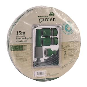 Kingfisher 415Sns 15 M Hose And Spray Nozzle Set - Green