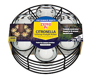 Zero In Citronella Parasol Tealight Holder, Clips To Pole | Includes Tea Lights