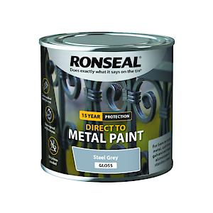 Ronseal Direct To Metal Paint Steel Grey Gloss 250Ml