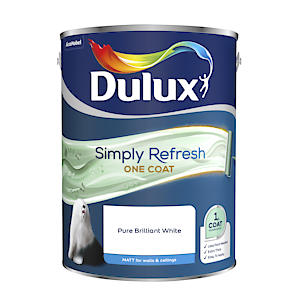 Dulux Simply Refresh One Coat Matt Emulsion Paint - Pure Brilliant White - 5L