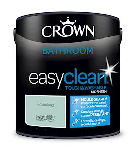 2.5L Crown Easyclean Bathroom Mid-Sheen Emulsion Multi Surface Paint – Soft Duck Egee