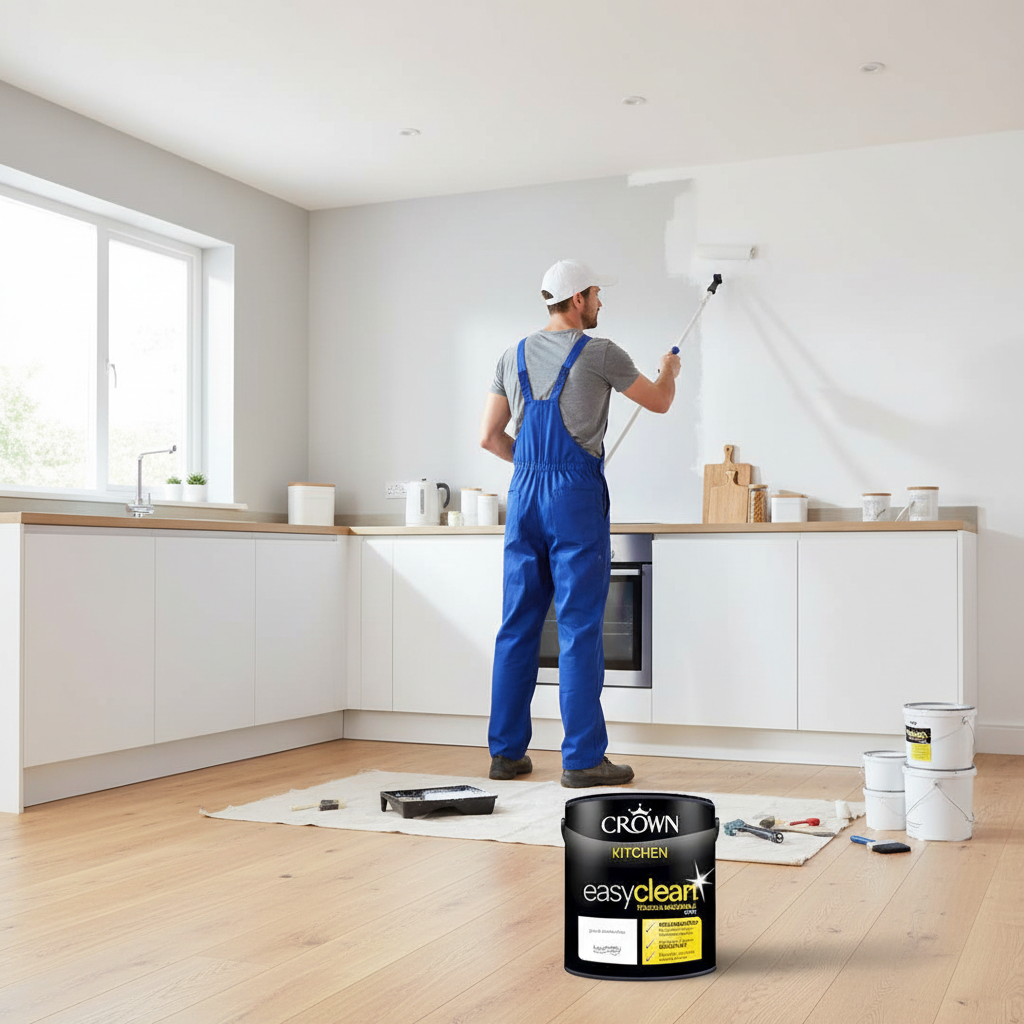 2.5L Crown Easyclean Kitchen Matt Emulsion Multi Surface Paint – Pure Brilliant White