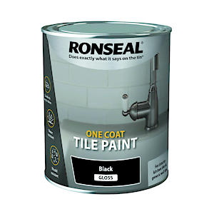Ronseal One Coat Tile Paint Black Gloss | Mould Resistant | 1 x 750ml