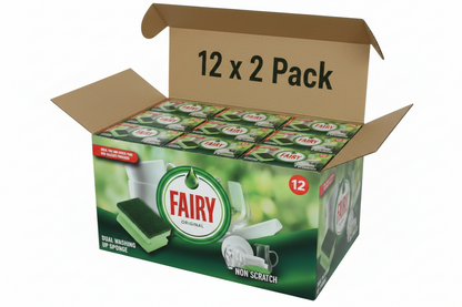 Addis Fairy Originals Non Scratch General Dual Sponge Scourer With Crystals, Pack Of 2, Green