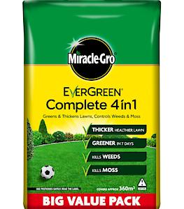 Miracle-Gro Evergreen Complete 4-In-1 Lawn Food, Weed & Moss Control, 360 M2, Yellow