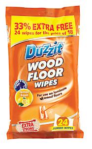 Duzzit Wood Floor Wipes | Jumbo Sized | Lemon Fragrance | 1 x 24 Pack
