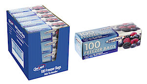Sealapack Sap036 Large Tie Handle Freezer Bags, Kitchen Essential, Pack Of 100, 26 X 40Cm, Clear