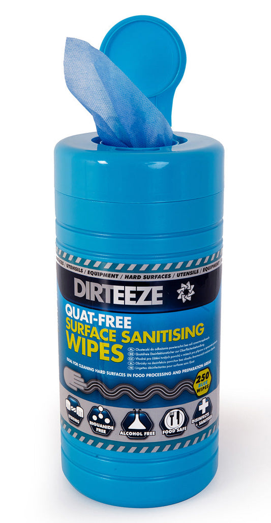 Dirteeze Quat-Free Sanitising Wipes Pack 250's