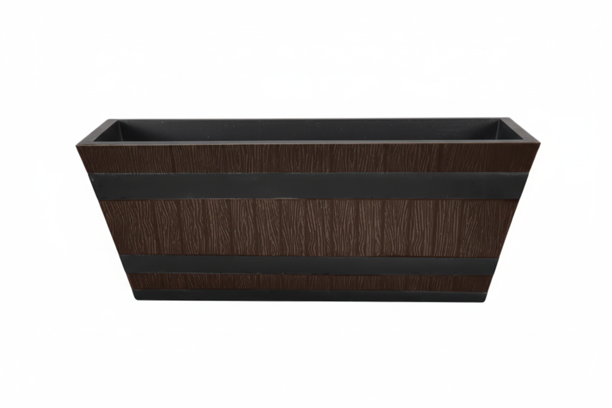 Fixtures Barrel Design Dark Brown Large Trough L50cm x W25.5cm x H19.5cm