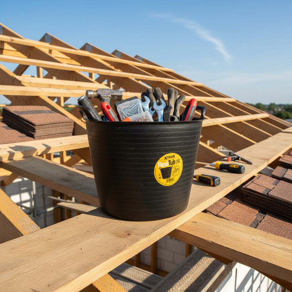 Xtrade Flexitub Black 25L Recycled | Building Site | Garden Clearing | Stables