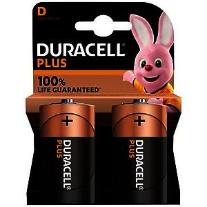 2X Duracell D Plus Lr20 Mn1300 Alkaline (1 Blister Pack Of 2 Batteries) 2 Batteries