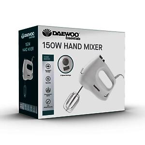 Daewoo Essentials Hand Mixer |  150W | 2 Whisk Attachments | White
