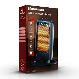 Daewoo Oscillating Halogen Heater In Black, 1200W - Daewoo HEA1416