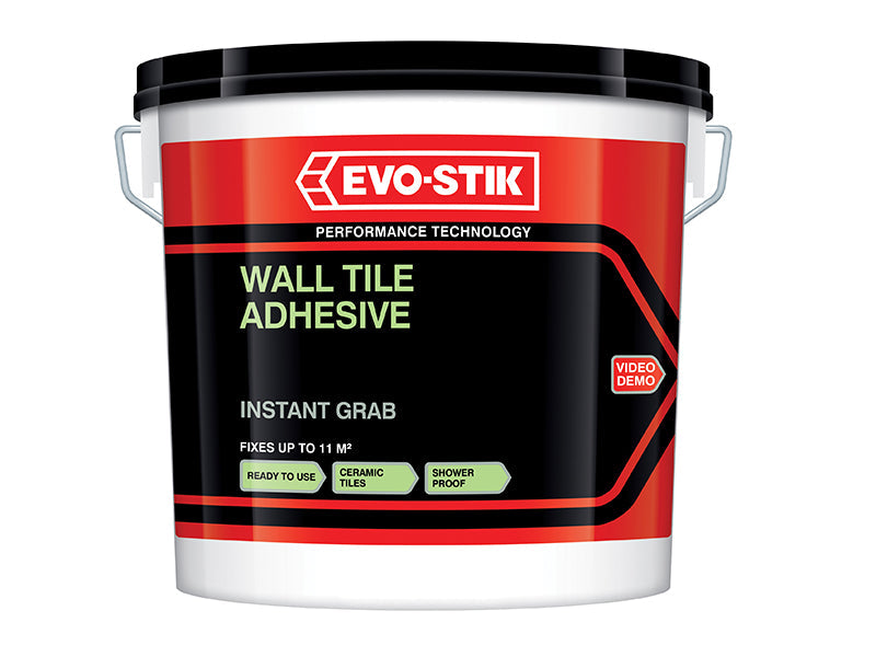Evo-Stik Wall Tile Adhesive | Instant Grab | Multi Surface| 10L Tub