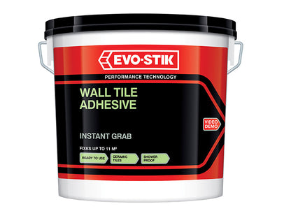 Evo-Stik Wall Tile Adhesive | Instant Grab | Multi Surface| 10L Tub