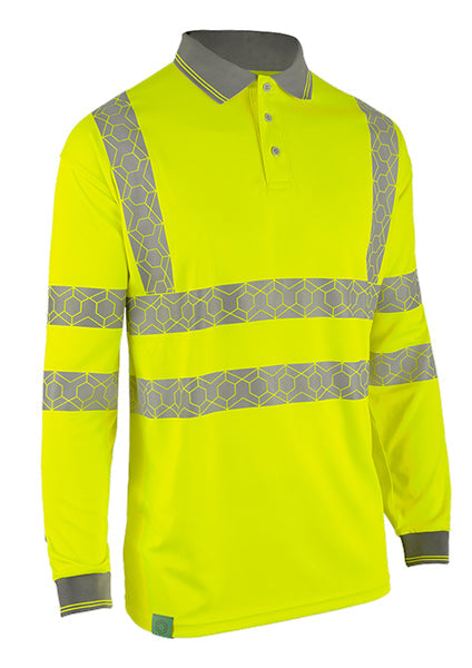 Beeswift Envirowear Hi-Vis Long Sleeve Recyclable Polo Shirt - {ALL COLOURS / SIZES}