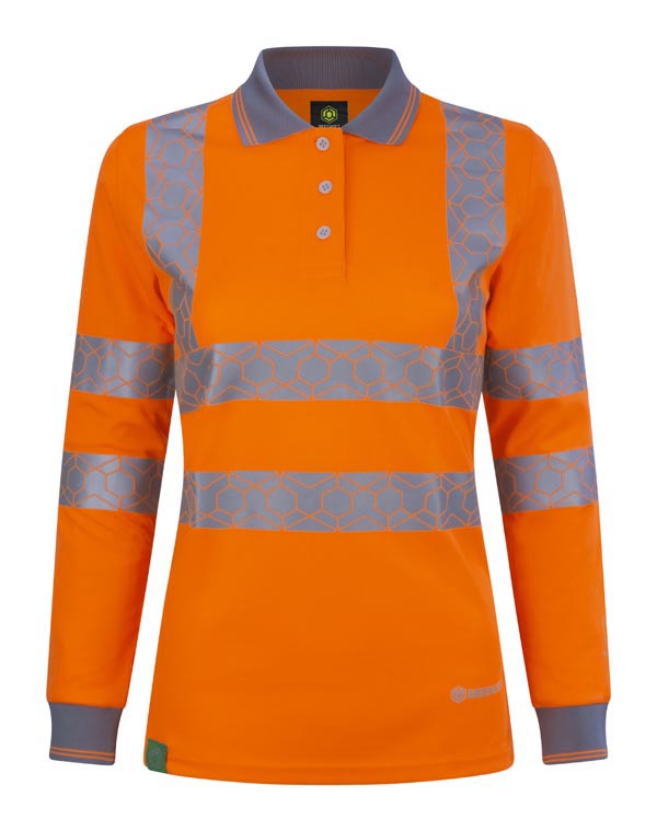 Ewear Recyclable Womens Hi Vis L/S Polo Shirt Or  ALL SIZES