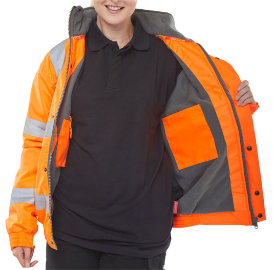 Beeswift Fleece Lined High Vis Bomber Jackets {All Sizes} - UK BUSINESS SUPPLIES