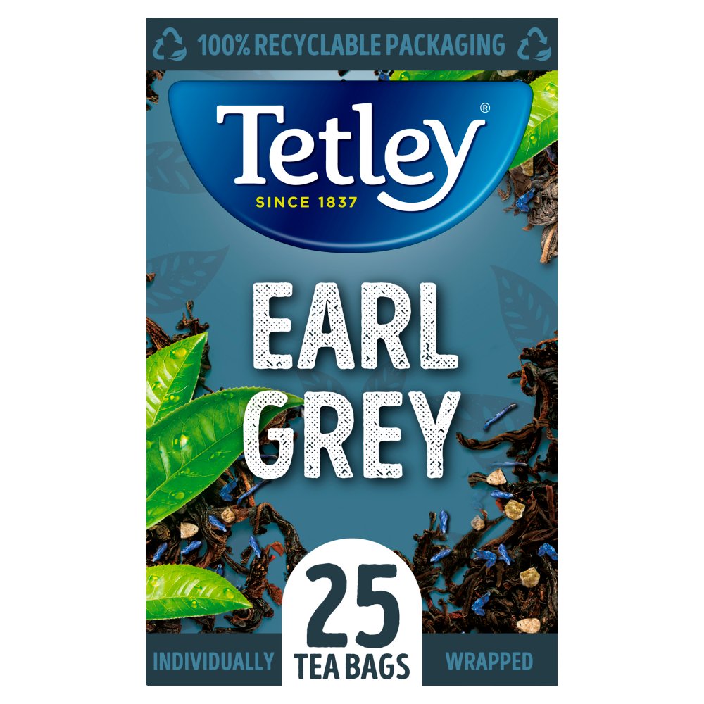 Tetley Earl Grey Teabags,  Individually Wrapped & Enveloped 25's