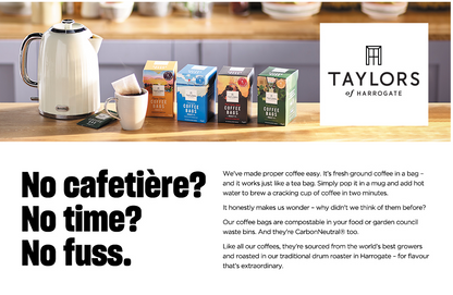 Taylors of Harrogate Hot Lava Java Coffee Bags (10 Enveloped Bags Per Pack x 3 Packs = 30 Coffee Bags)