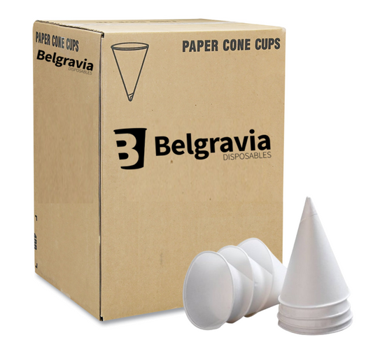 Belgravia Branded 4oz Water Drinking Cone Cup 200's White ACPACC04