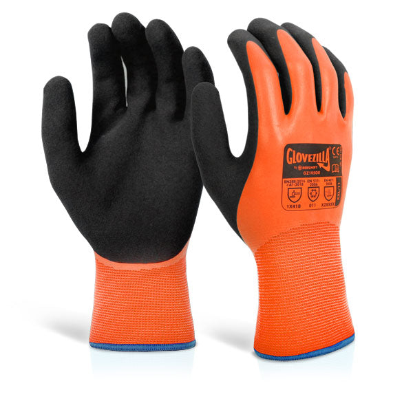Beeswift Glovezilla Latex Thermal Latex Gloves Pack 10's - {ALL COLOURS / SIZES}