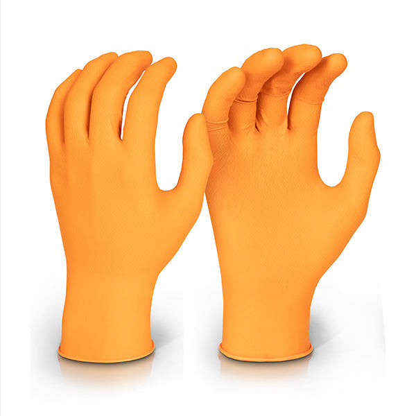 Beeswift Nitrile Disposable Gripper Glove Orange  ALL SIZES