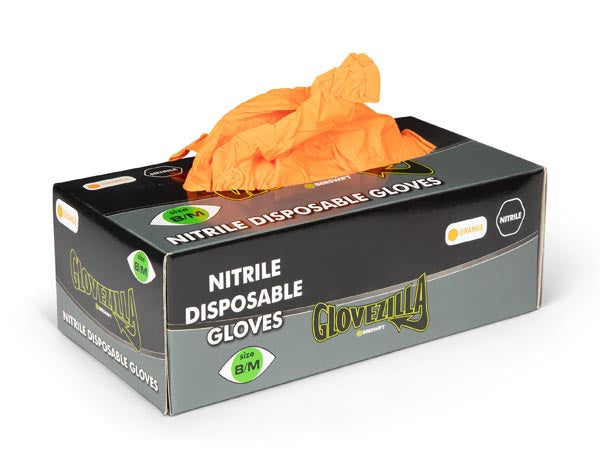 Beeswift Nitrile Disposable Gripper Glove Orange  ALL SIZES