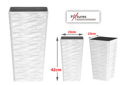 Fixtures High Gloss Glaze Wave MEDIUM 42cm Planter {White}