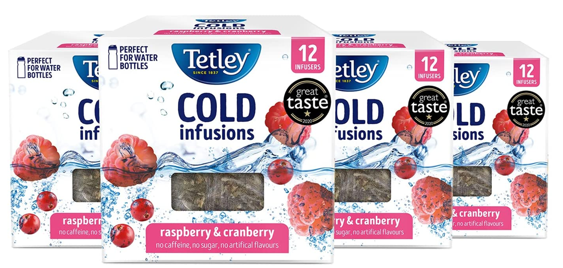 Tetley Cold Infusions Raspberry & Cranberry 4 x 12's {48 Bags}