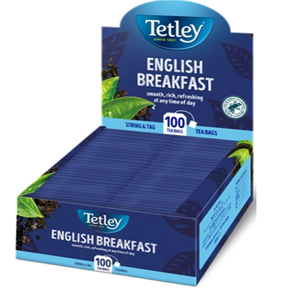 Tetley English Breakfast String & Tag Tea Bags 100s