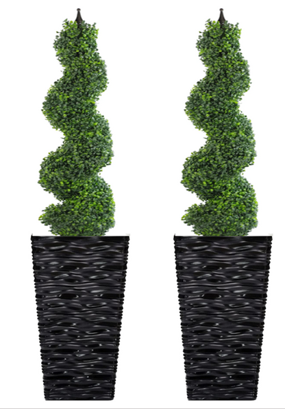 Fixtures Glaze Wave High Gloss LARGE Planter {Black} Indoor or Outdoor