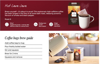 Taylors of Harrogate Hot Lava Java Coffee Bags (10 Enveloped Bags Per Pack x 3 Packs = 30 Coffee Bags)